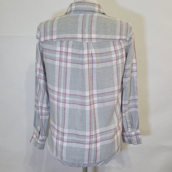 Banana Republic Dillon Classic Fit Flannel long sleeve gray pink shirt size XSP - Picture 2 of 8